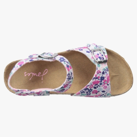 Joules Floral Print Sandals Little Girls Size US 3 UK 2 Ankle Strap Cork Footbed - Picture 5 of 14